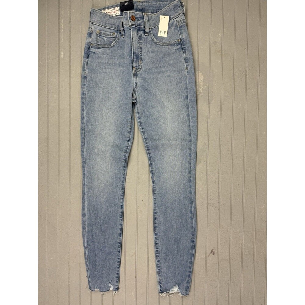 Gap Size 26 2 Womens Jeans Universal Jeggings Mid Rise Distress Raw Hem Stretch